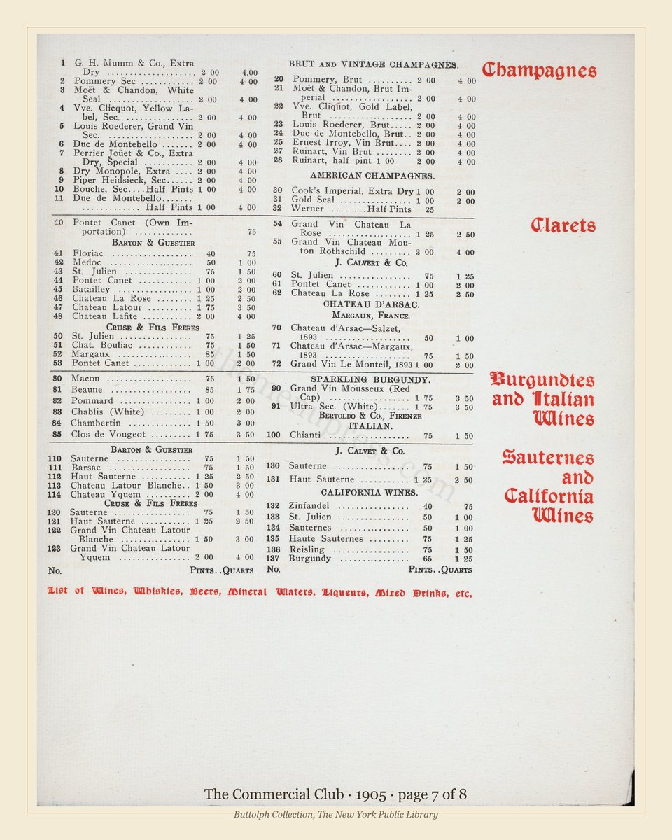 Vintage menu — page 6 of 7