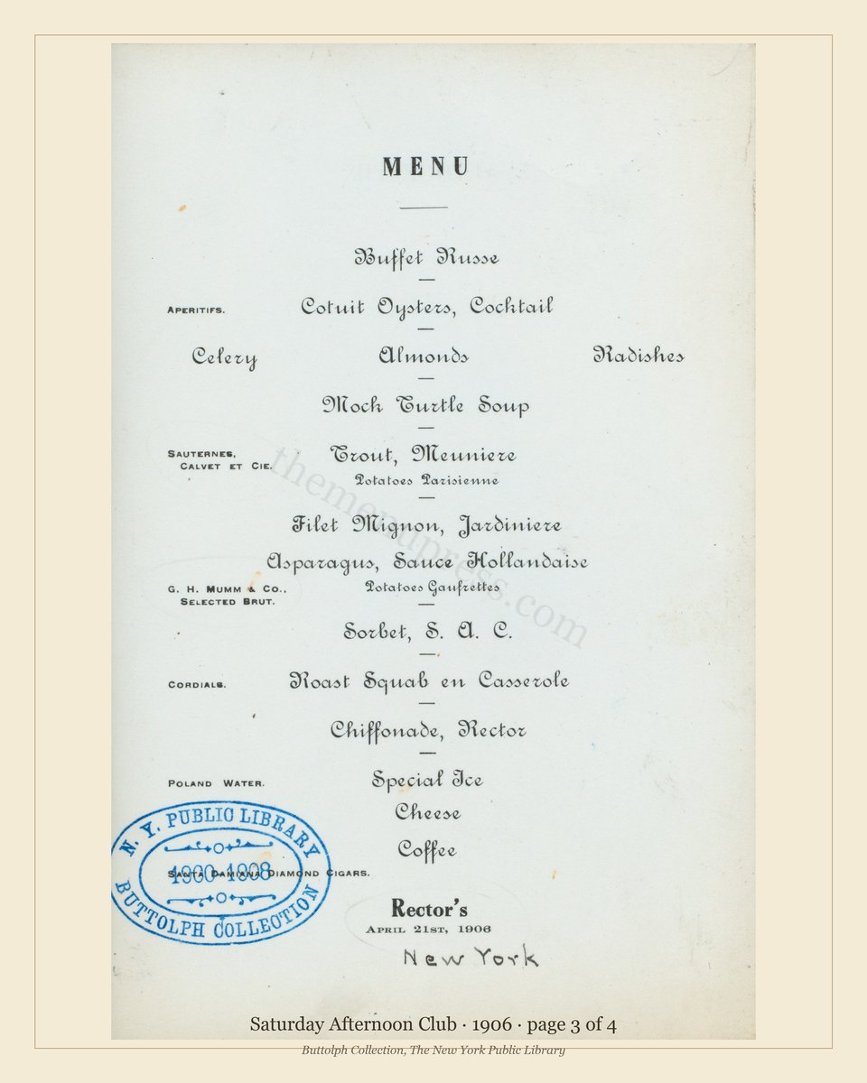 Vintage menu — page 3 of 4