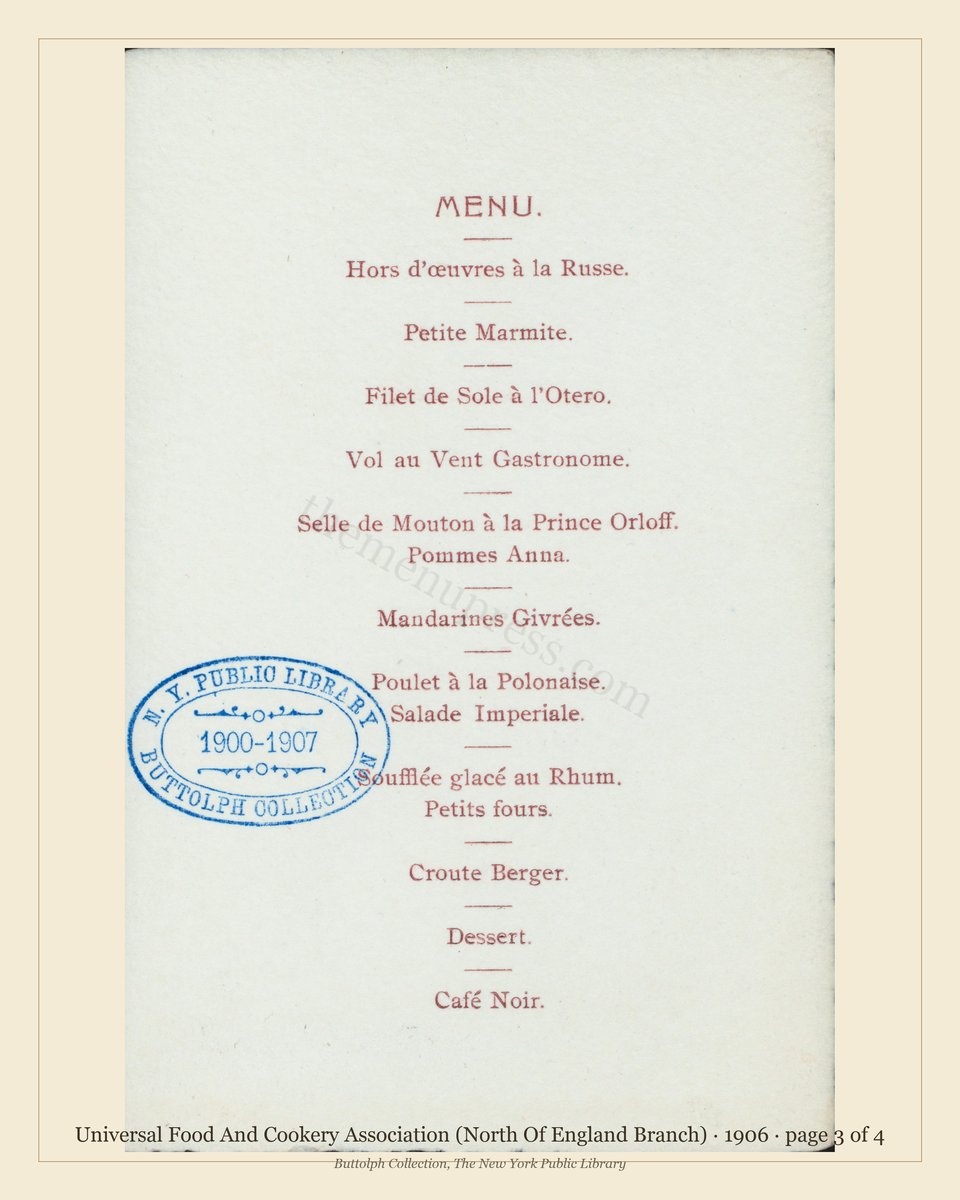 Vintage menu — page 3 of 4
