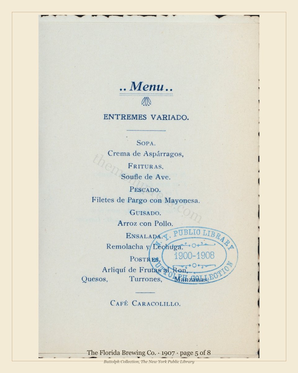 Vintage menu — page 5 of 8
