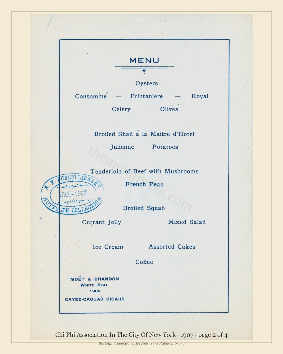 Vintage menu — page 2 of 4