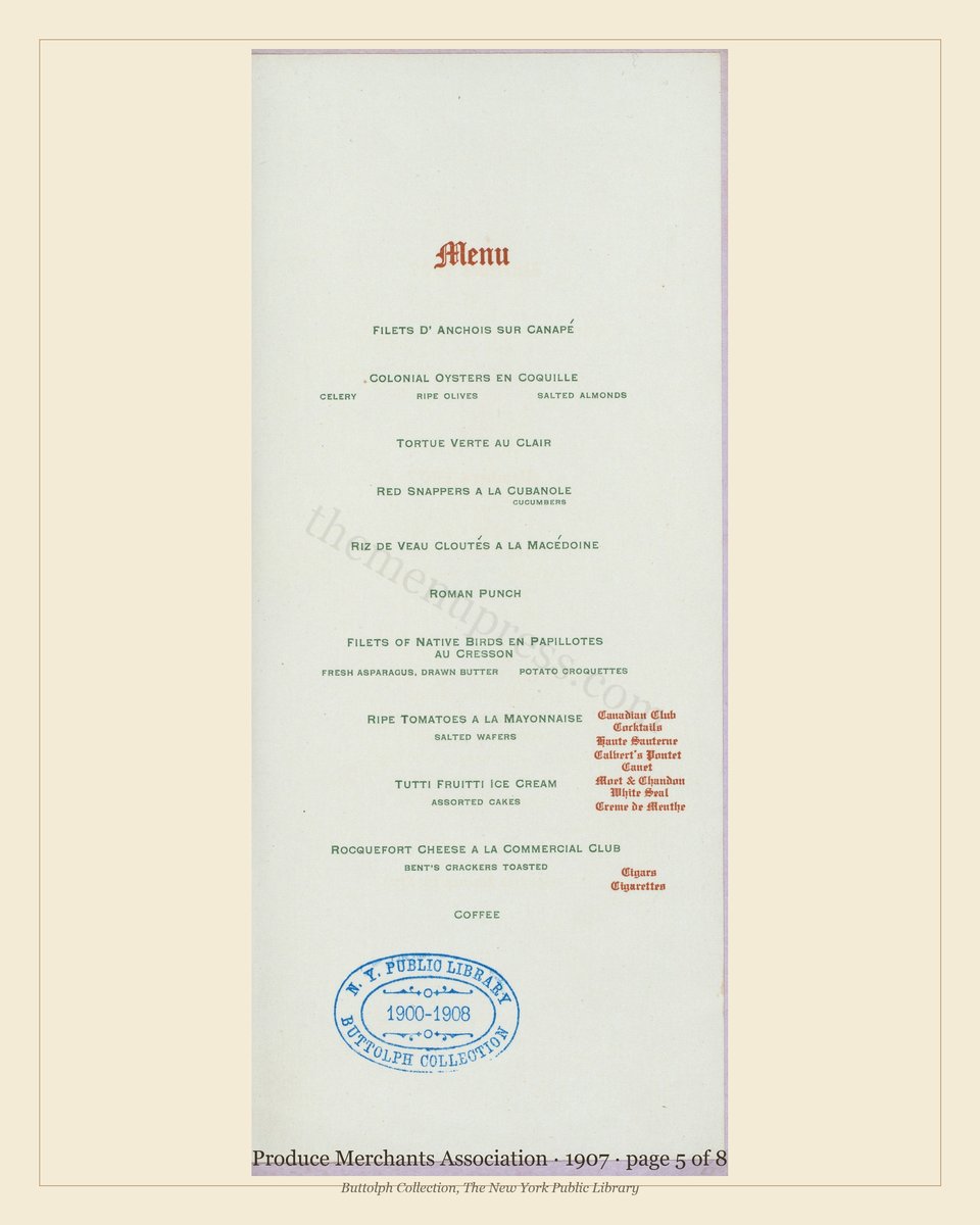 Vintage menu — page 5 of 8