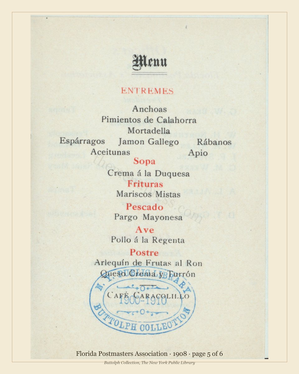 Vintage menu — page 5 of 6
