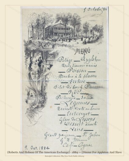 Vintage menu preview — 1884 Vintage Dinner Menu — Cafe Des Ambassadeurs,Paris, Classic NYC French Resta