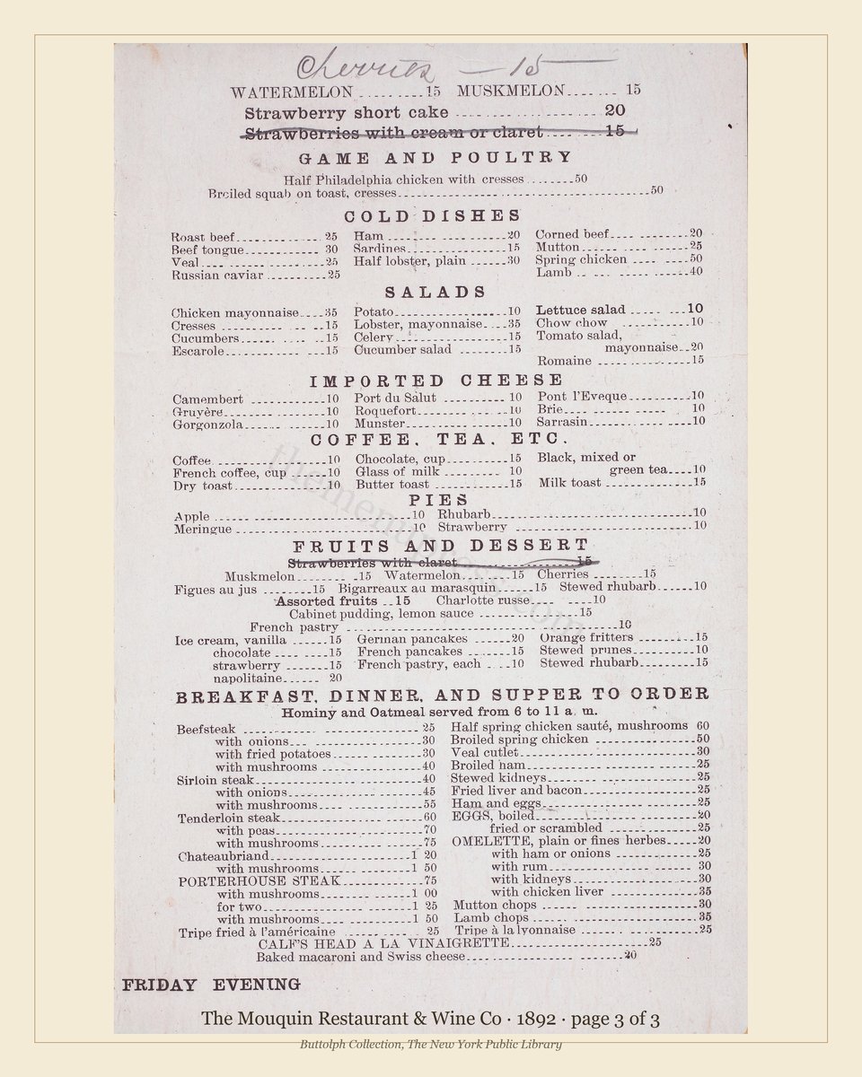Vintage menu — page 3 of 3