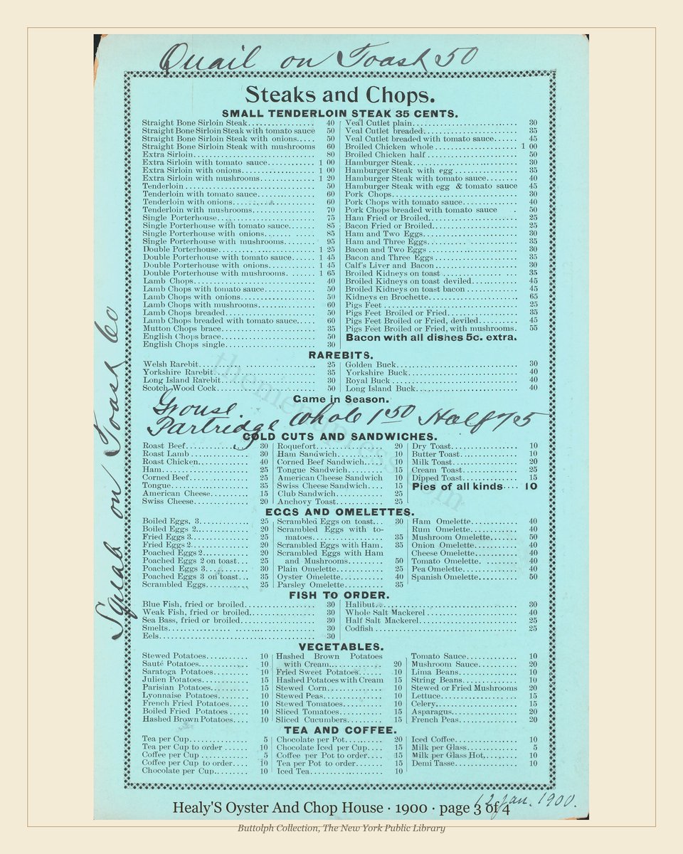 Vintage menu — page 3 of 4
