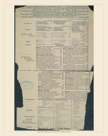 Shanley'S · 1900 — Daily Menu