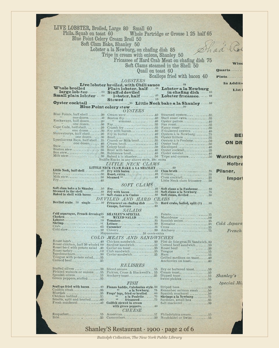 Vintage menu — page 2 of 6