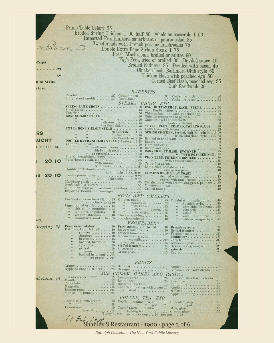 Vintage menu — page 3 of 6