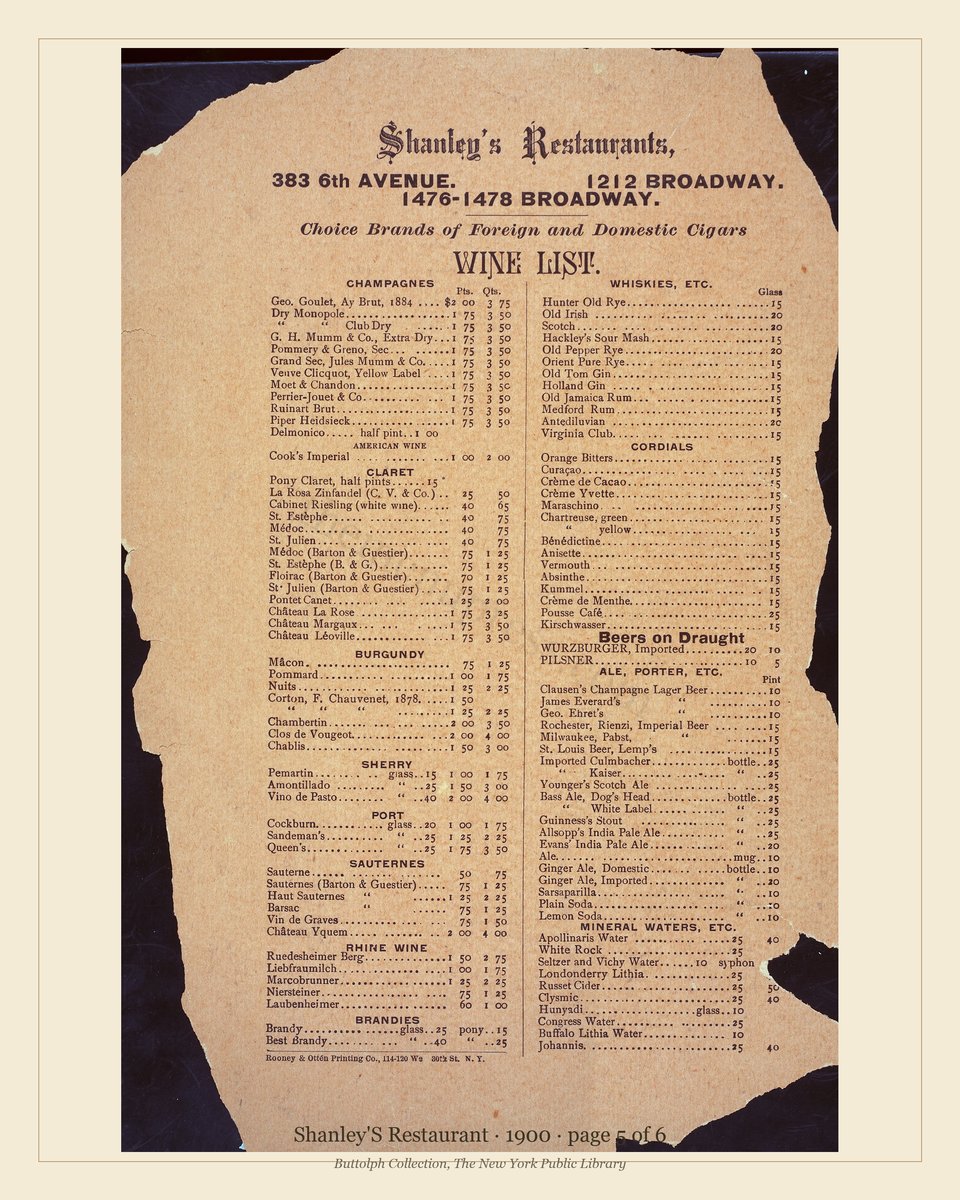 Vintage menu — page 5 of 6