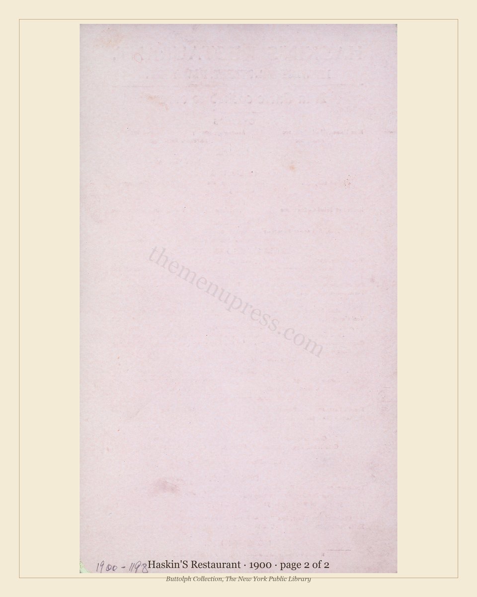 Vintage menu — page 2 of 2