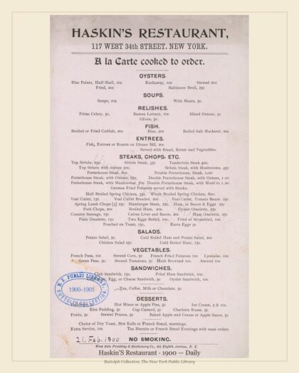 Haskin'S Restaurant · 1900 — Daily