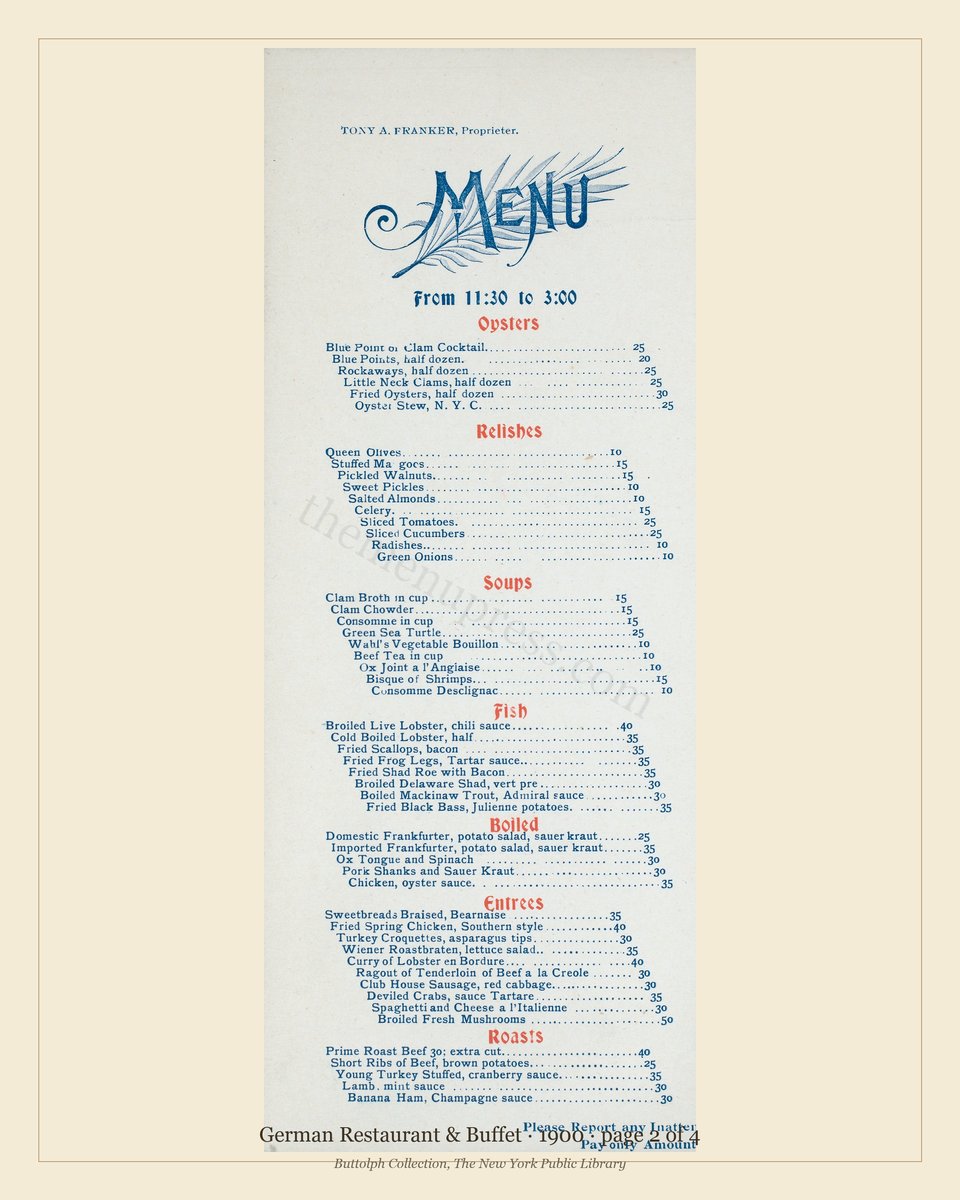 Vintage menu — page 2 of 4