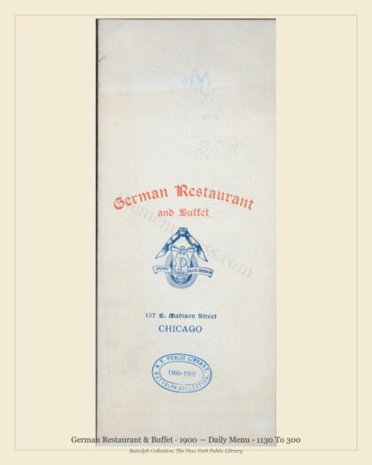 German Restaurant & Buffet · 1900 — Daily Menu - 1130 To 300