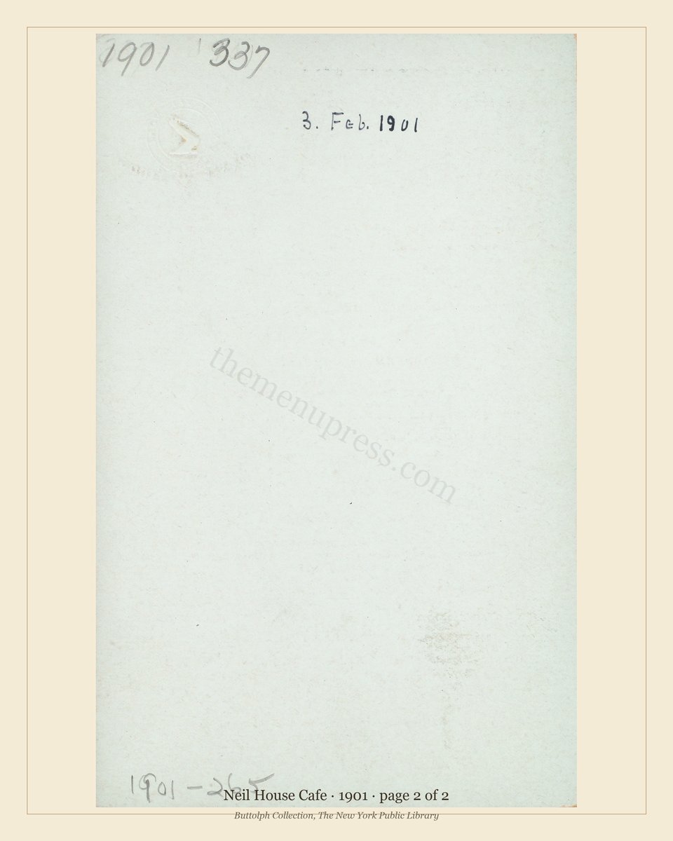 Vintage menu — page 2 of 2