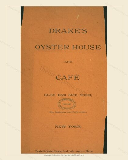 Vintage menu preview — 1901 Vintage Dinner Menu — 61-63 East 59 Street,New York,Ny, Classic NYC French