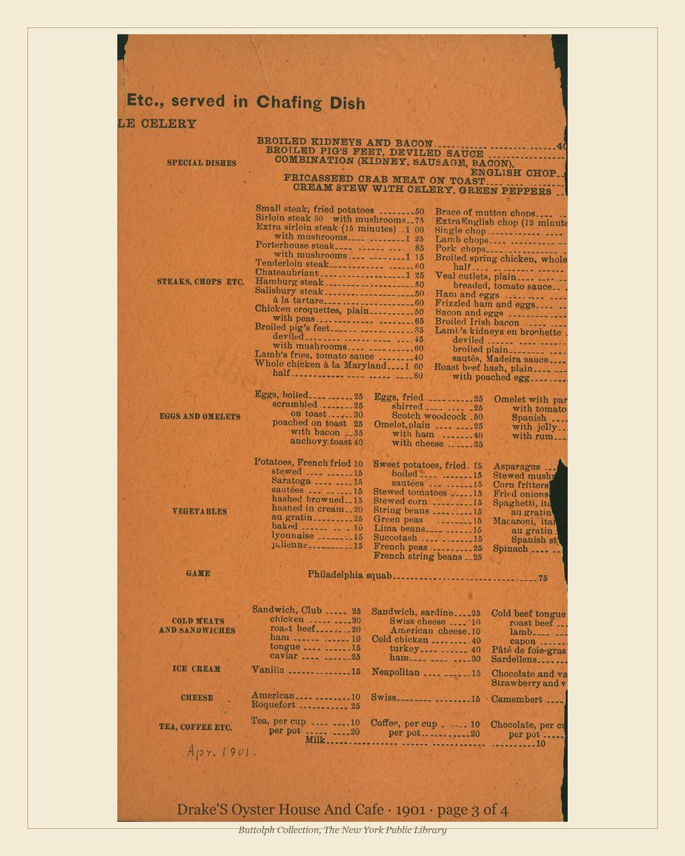 Vintage menu — page 3 of 4