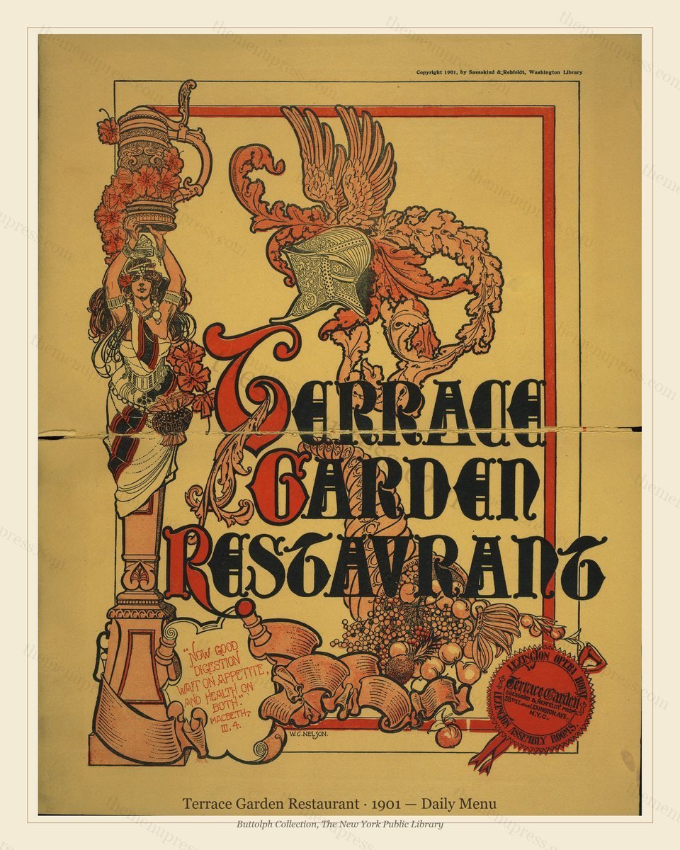 Vintage menu preview — 1901 Vintage Dinner Menu — 58Th St. and Lexington Ave., Ny, Classic NYC French R