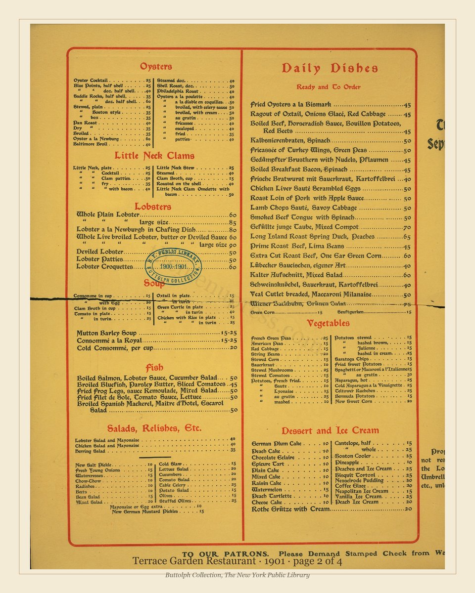 Vintage menu — page 2 of 4