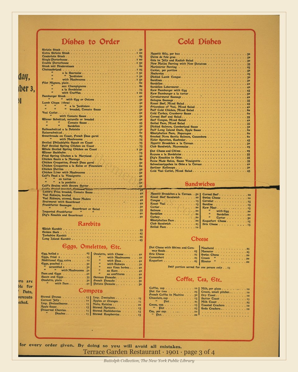 Vintage menu — page 3 of 4