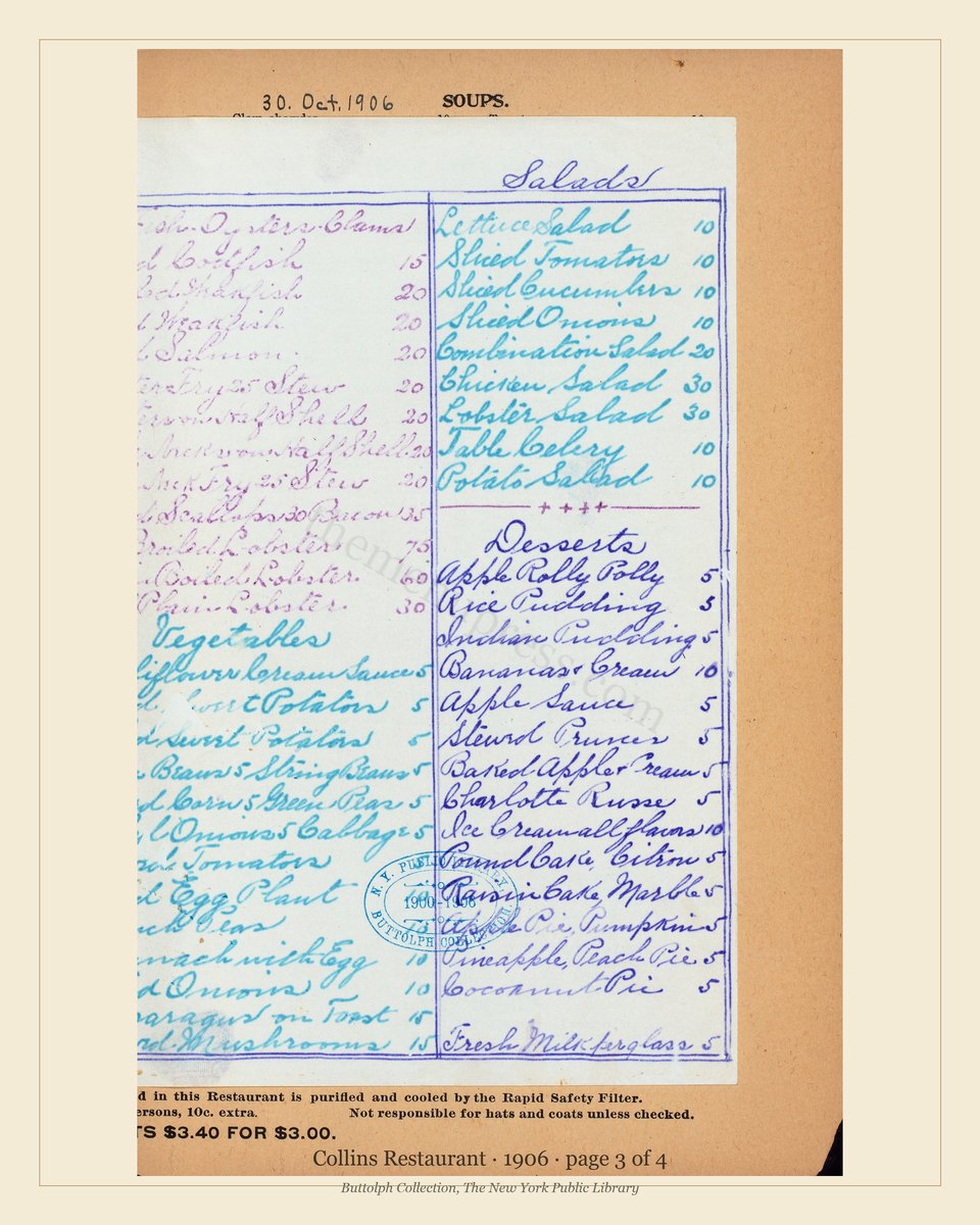 Vintage menu — page 3 of 4