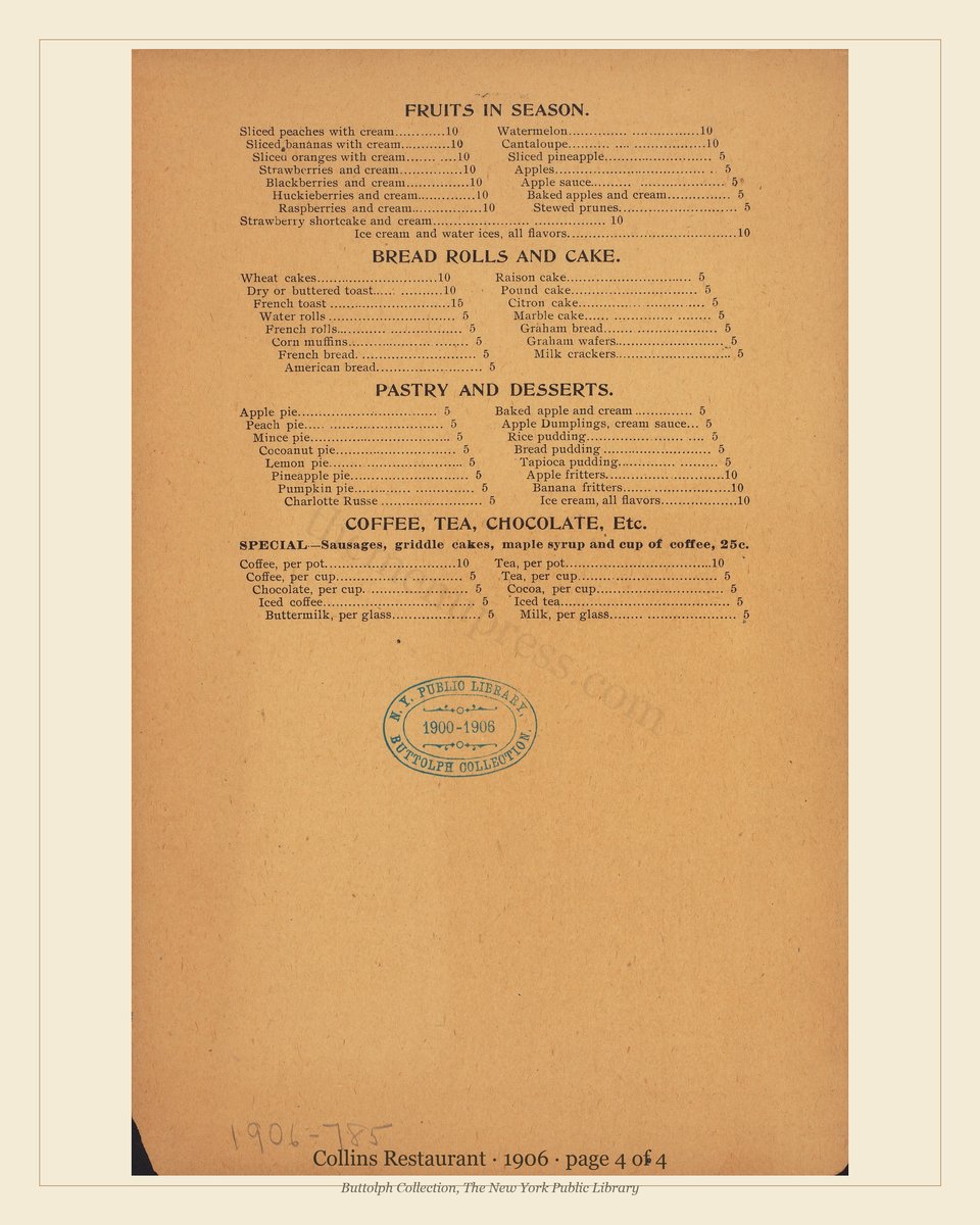 Vintage menu — page 4 of 4
