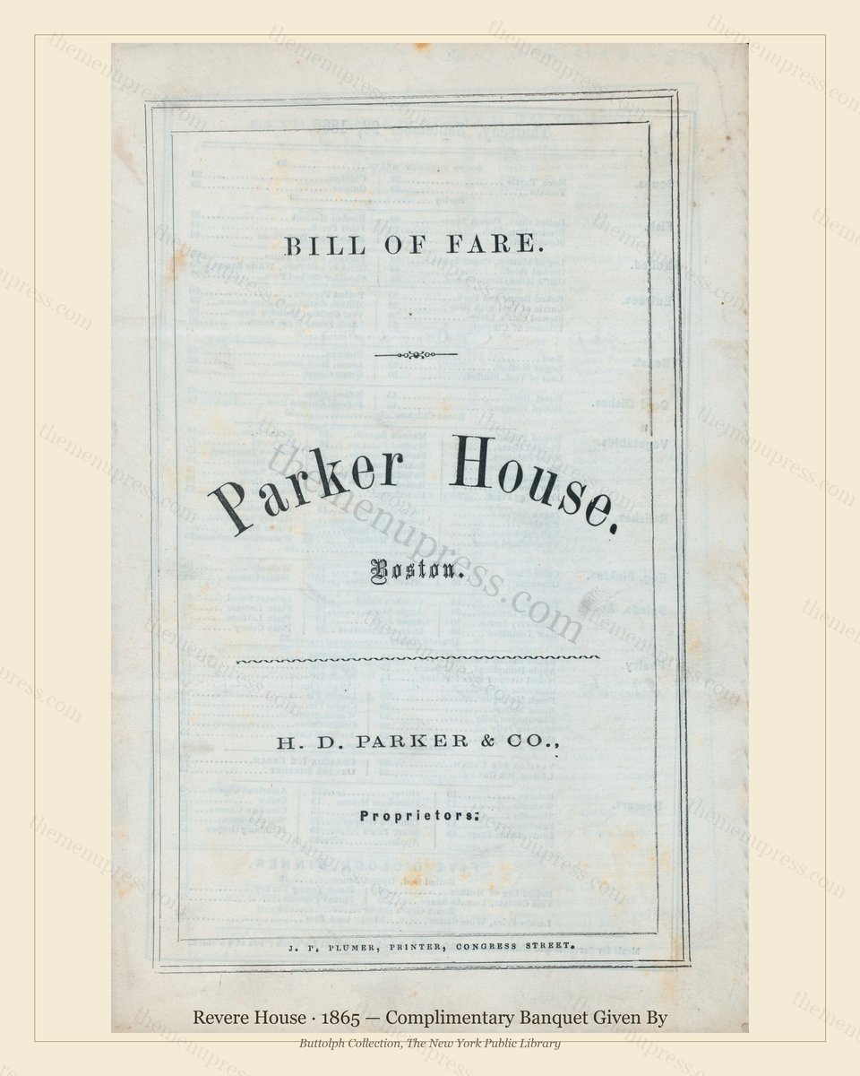 Vintage menu preview — 1865 Vintage Banquet Menu — Boston, Ma, Classic NYC French Restaurant (Complete