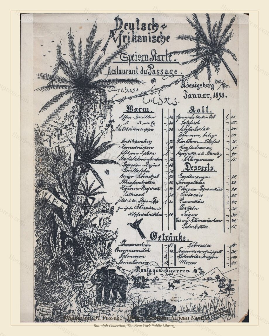 Vintage menu preview — 1893 Vintage Dinner Menu — Koenigsberg, Germany, Classic NYC French Restaurant (