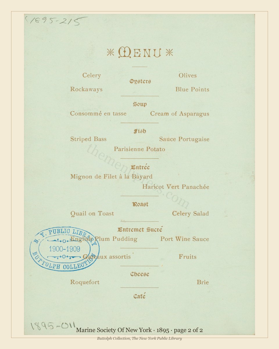 Vintage menu — page 2 of 2