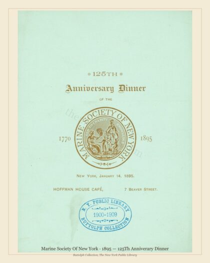 Marine Society Of New York · 1895 — 125Th Anniverary Dinner