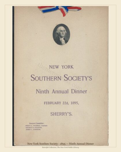 New York Southen Society · 1895 — Ninth Annual Dinner