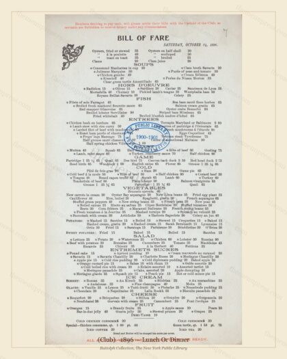 Vintage menu preview — 1896 Vintage Dinner Menu — Savarin'S Cafe,Ny, Classic NYC French Restaurant (Com
