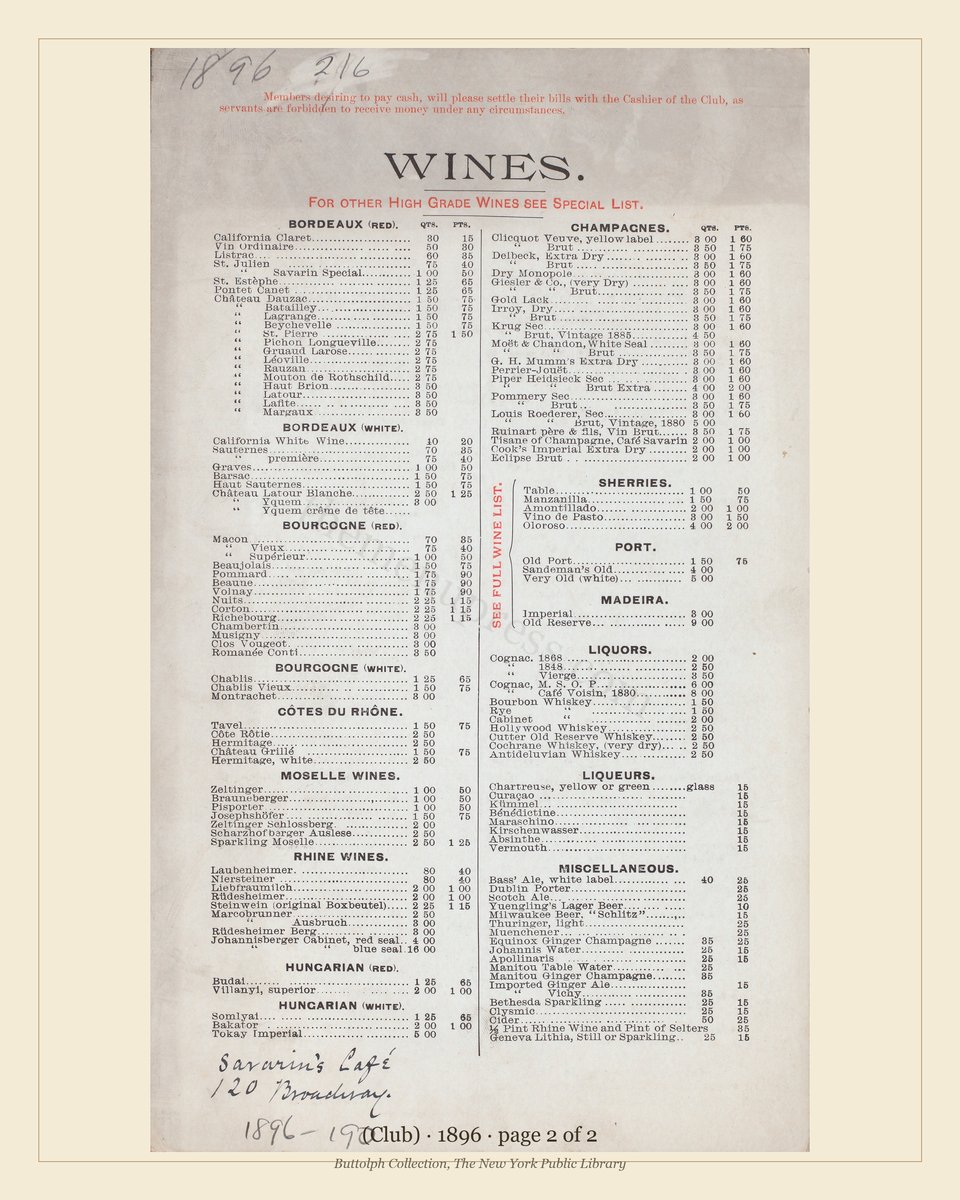 Vintage menu — page 2 of 2