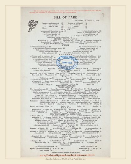 (Club) · 1896 — Lunch Or Dinner