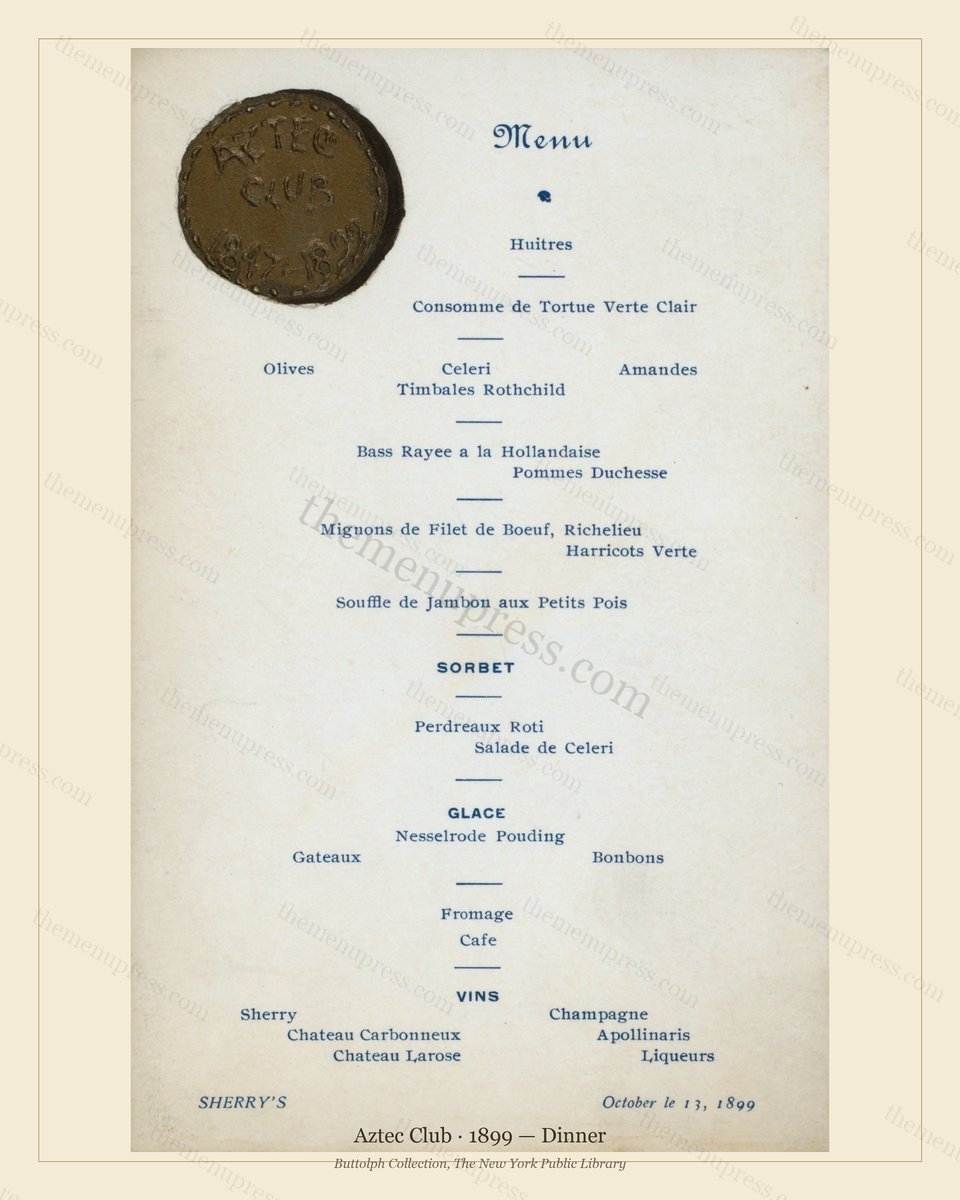 Vintage menu preview — 1899 Vintage Dinner Menu — Sherry'S Ny, Classic NYC French Restaurant (Complete