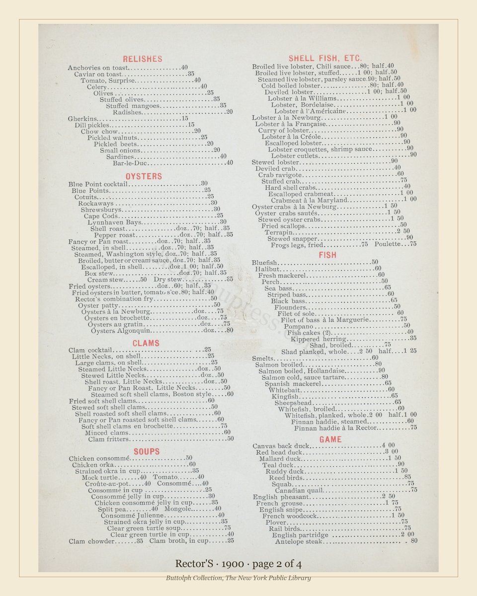 Vintage menu — page 2 of 4