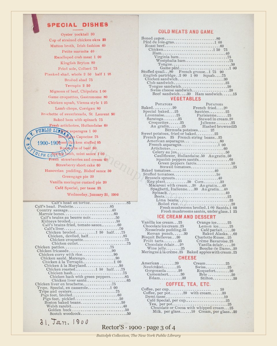 Vintage menu — page 3 of 4