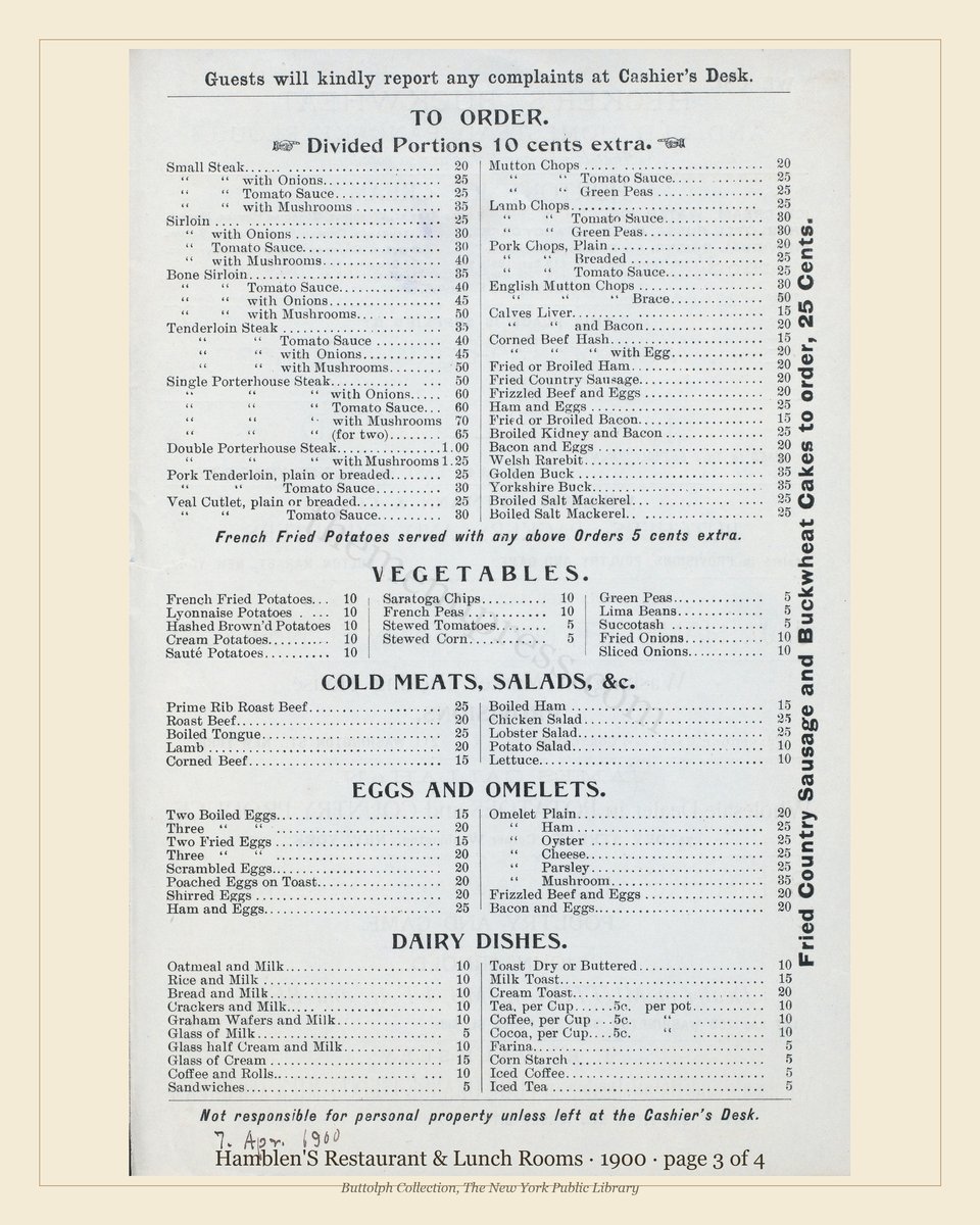 Vintage menu — page 3 of 4
