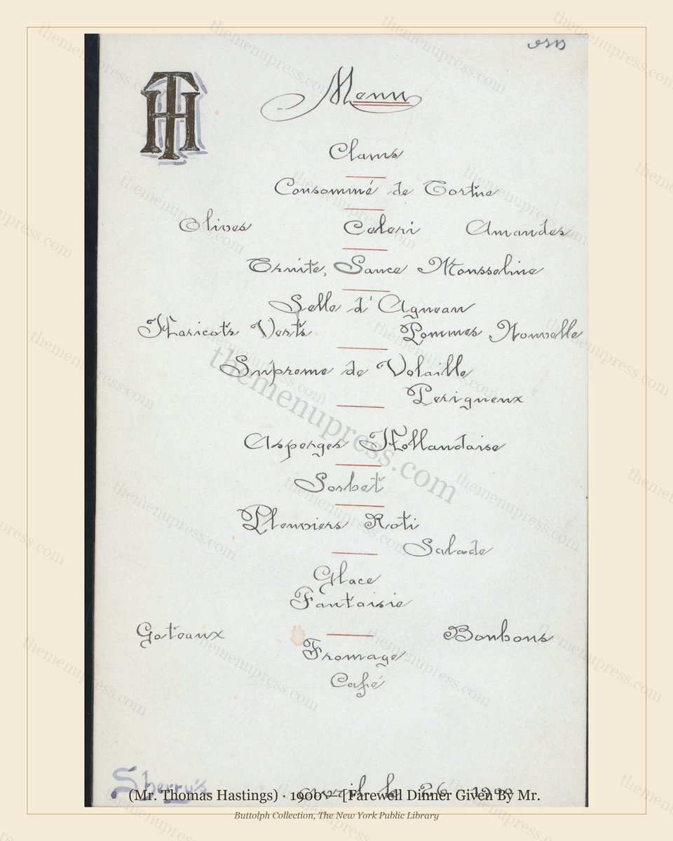 Vintage menu preview — 1900 Vintage Dinner Menu — Sherry'S, New York, Ny, Classic NYC French Restaurant