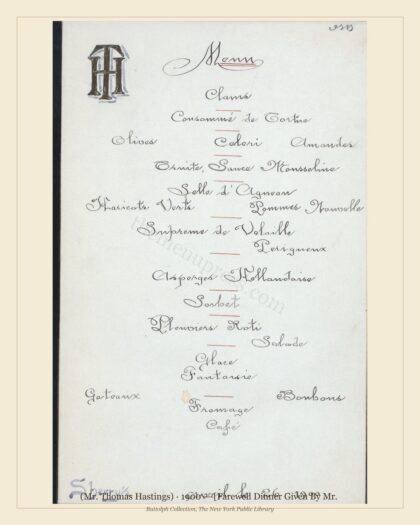 (Mr. Thomas Hastings) · 1900 — [Farewell Dinner Given By Mr.