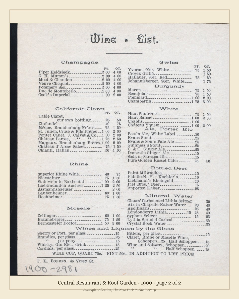 Vintage menu — page 2 of 2