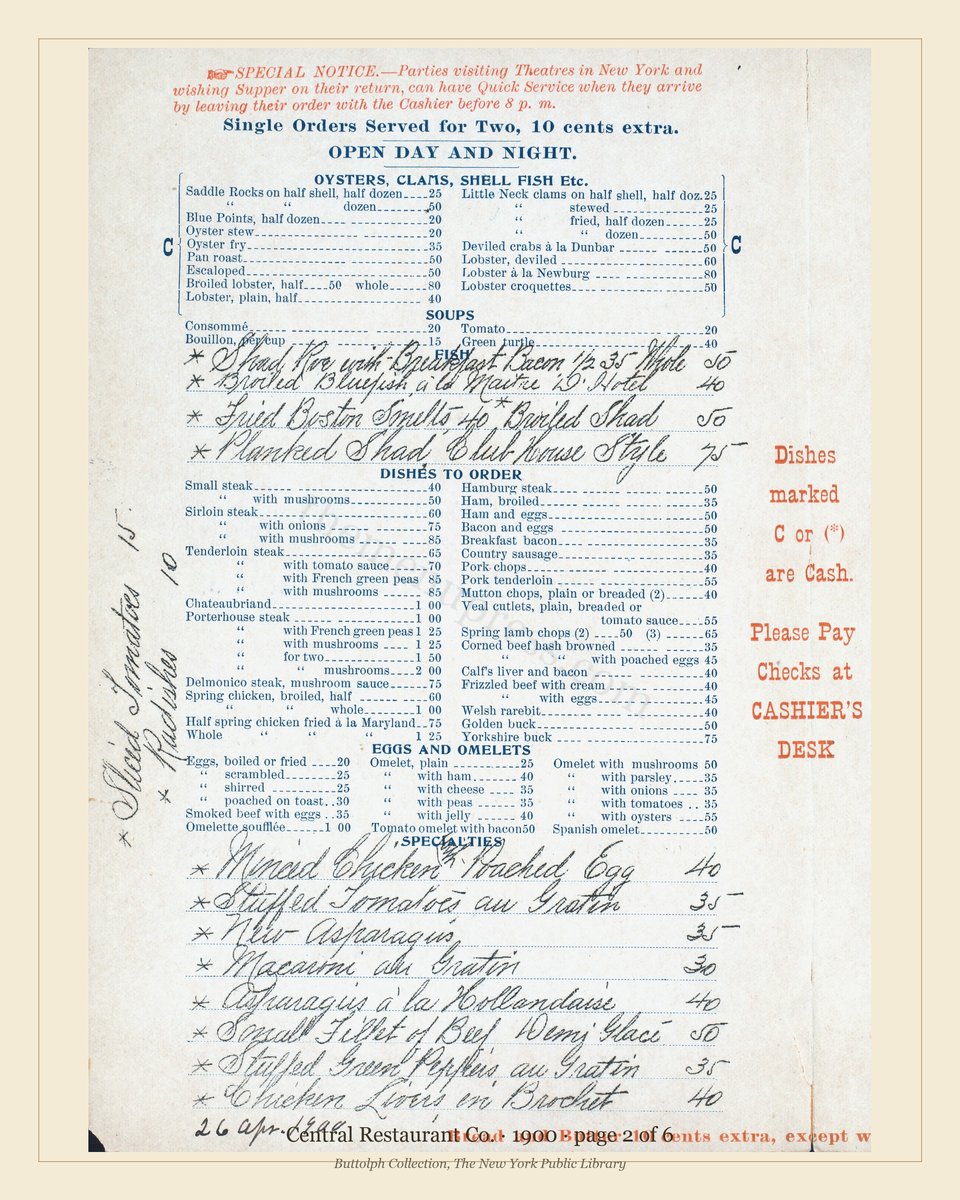 Vintage menu — page 2 of 6