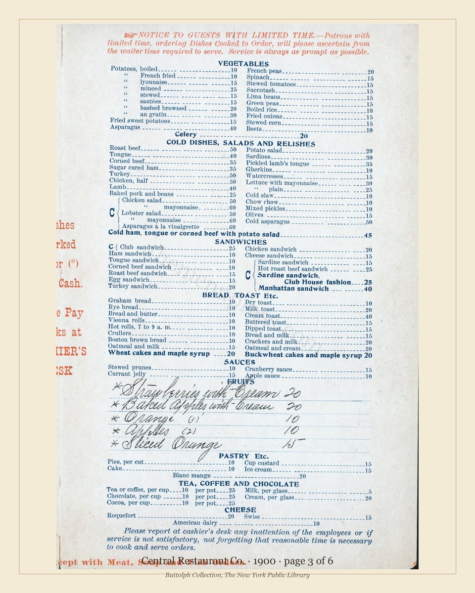 Vintage menu — page 3 of 6