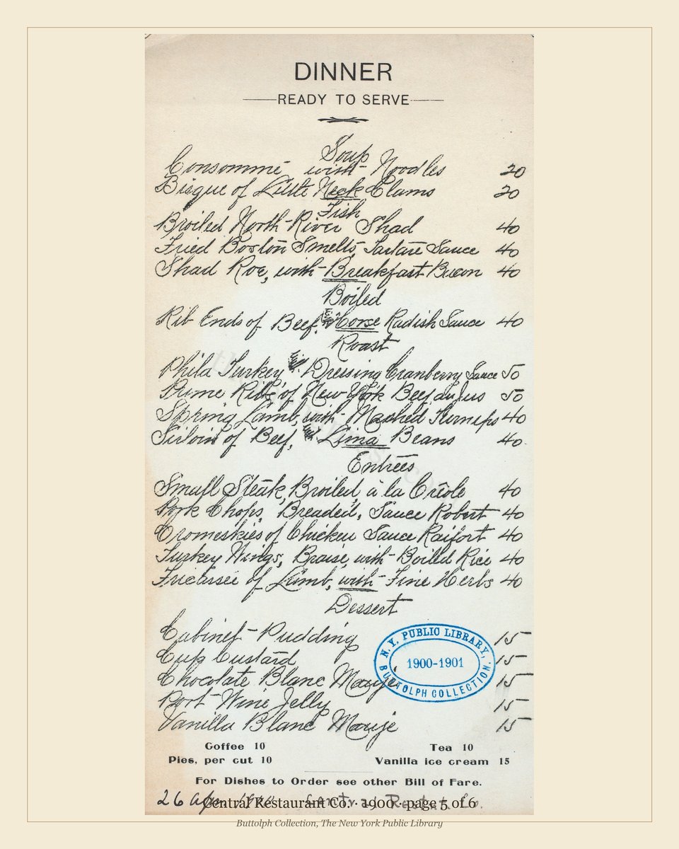 Vintage menu — page 5 of 6