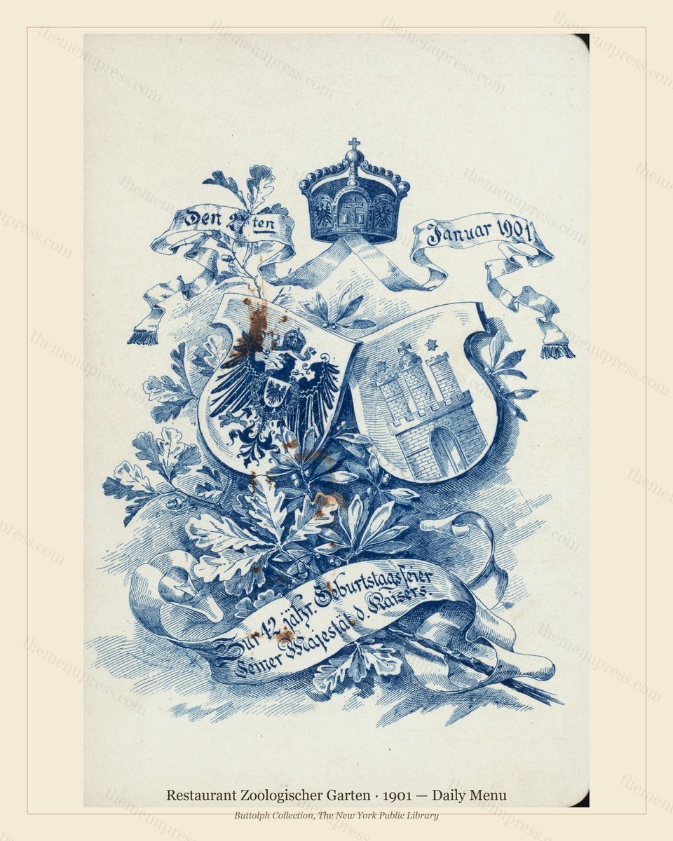 Vintage menu preview — 1901 Vintage Dinner Menu — Hamburg,Germany, Classic NYC French Restaurant (Compl