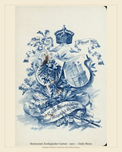 Restaurant Zoologischer Garten · 1901 — Daily Menu