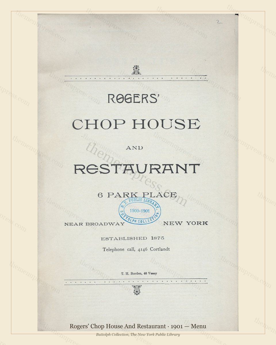 Vintage menu preview — 1901 Vintage Dinner Menu — New York, Ny, Classic NYC French Restaurant (Complete