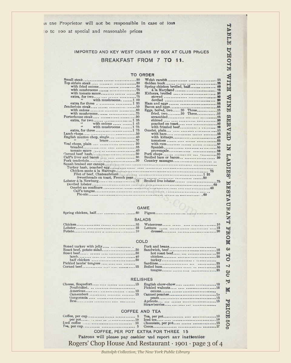 Vintage menu — page 3 of 4
