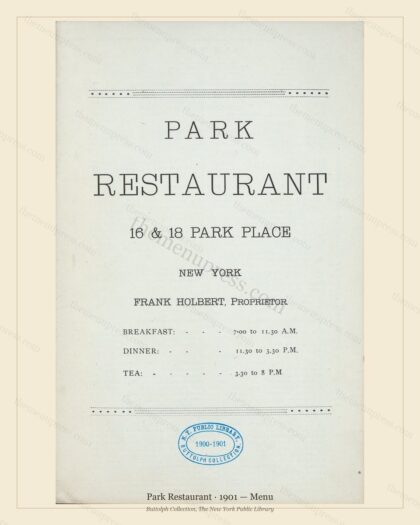 Vintage menu preview — 1901 Vintage Dinner Menu — New York, Ny, Classic NYC French Restaurant (Complete