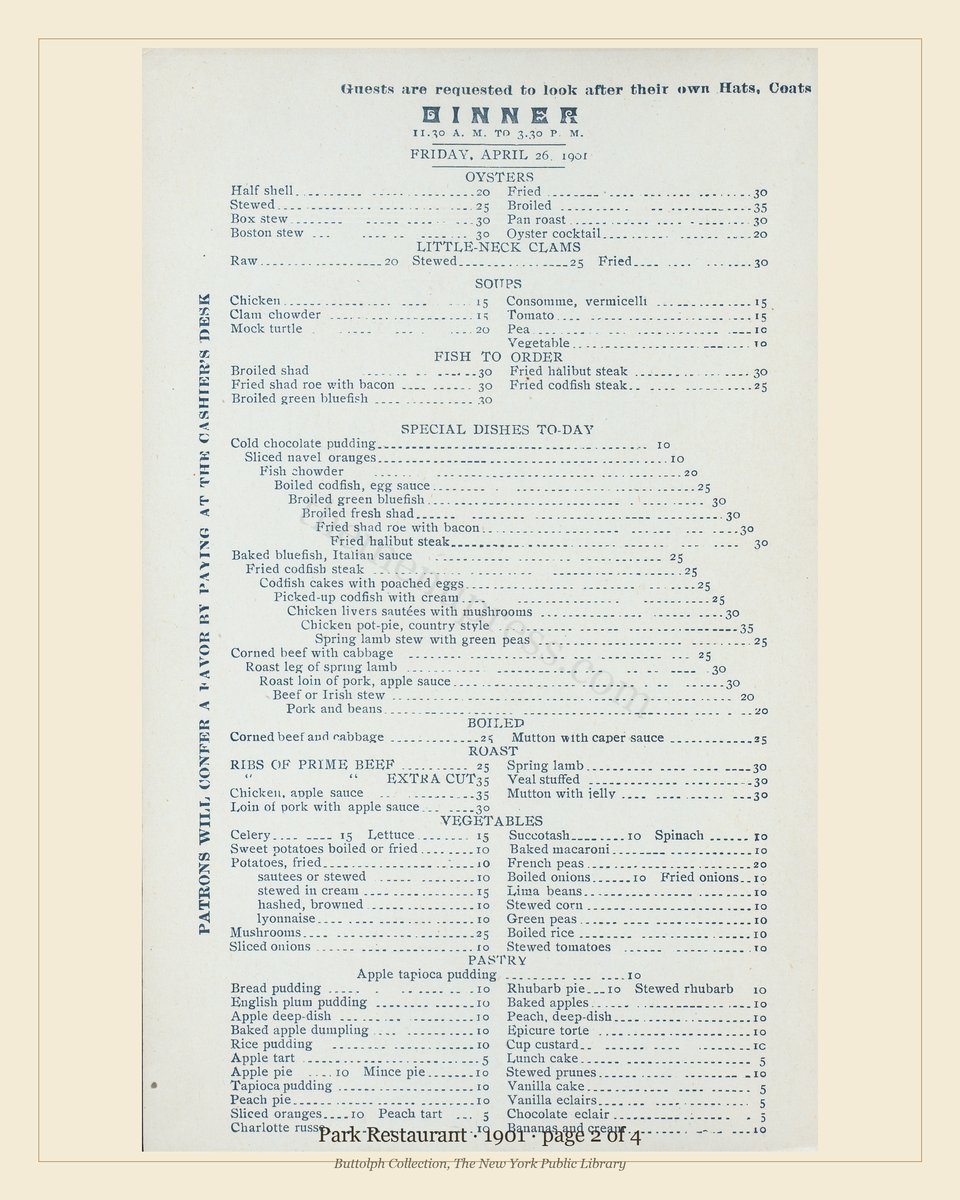 Vintage menu — page 2 of 4